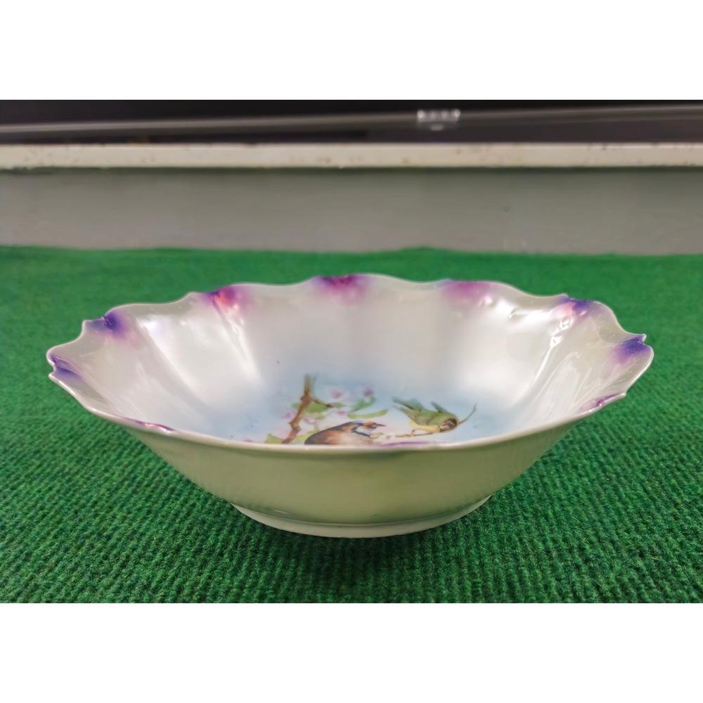 Vintage Porcelain Bowl Hand Painted Birds Floral Germany Decorative‎ Collectible